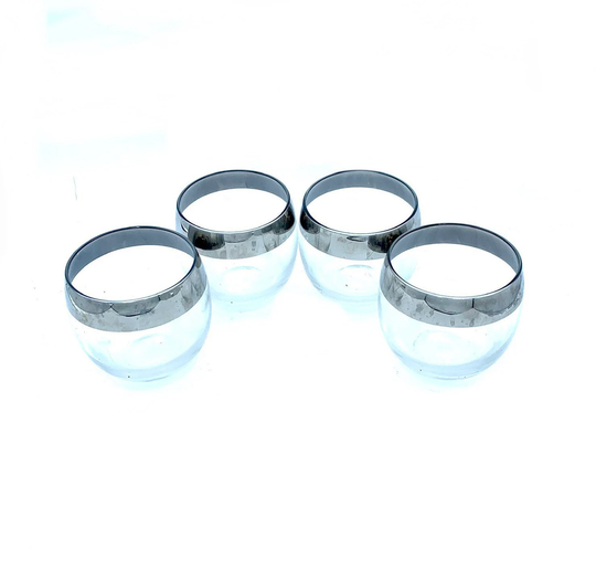 Midcentury Silver Rimmed Cocktail Glasses/Dorothy Thorpe Style