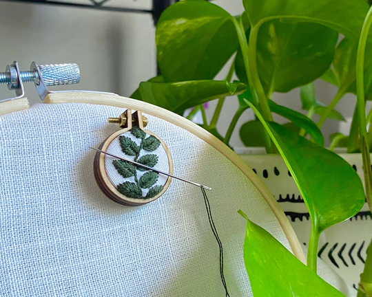 Mini Embroidery Hoop Needle Minder Hand Made Floral Design