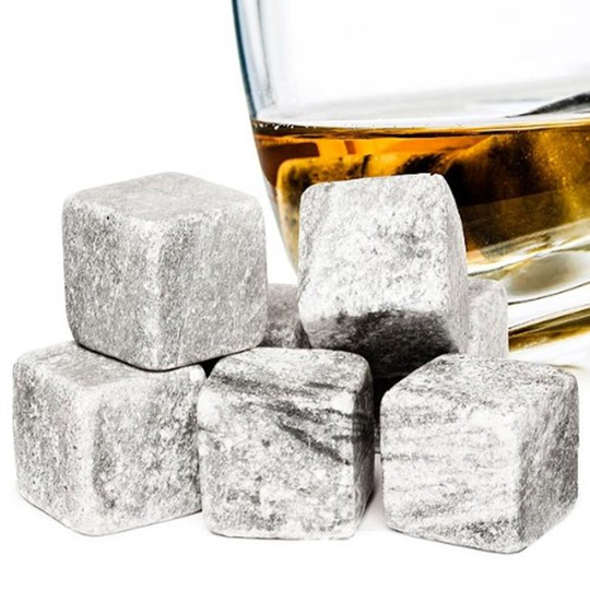 9pc Hyfive Reusable Ice Cubes With Velvet Pouch | Granite Whiskey Stones