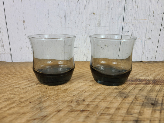 Vintage Set Of 2 Smoked Glasses 8 Oz Smoke Low Ball Gray Brown Drinking Cups Mid Century Modern 60S Smokey Glassware Retro On The Rocks