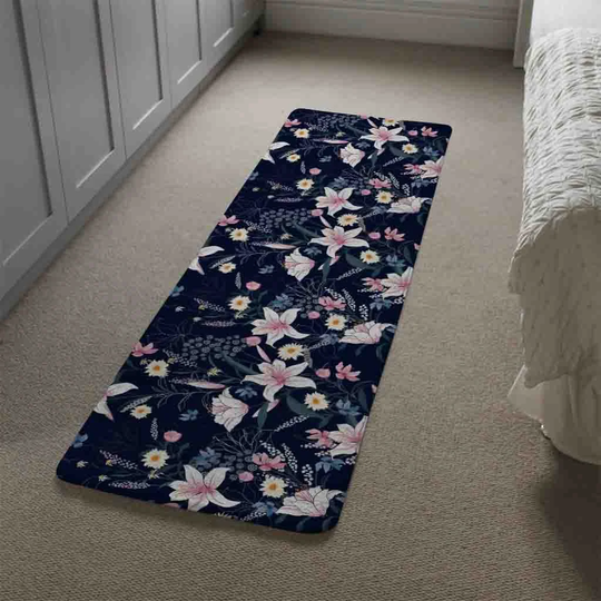 Lemieux Tropical Flowers Designer Shaggy Navy/Pink Rug