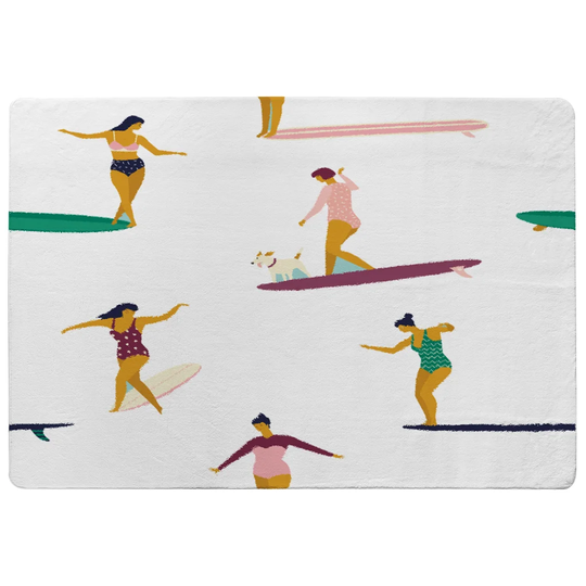Paton Female Surfers Designer Shaggy Pink/Green/Yellow Rug
