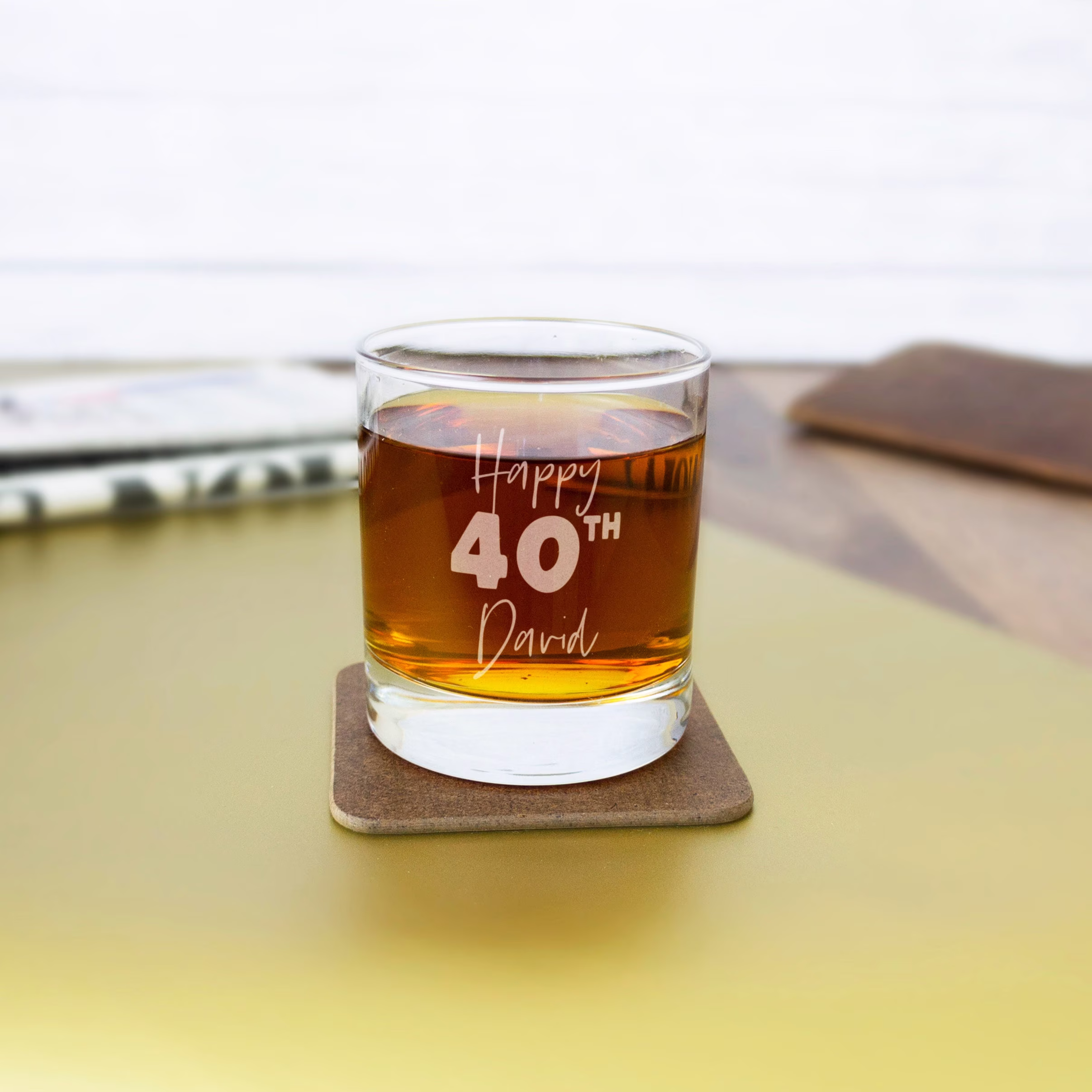 40Th Birthday Gift For Him. Personalised Whiskey Glass, Engraved Whisky Tumbler, 18Th, 21st, 30Th, 50Th, 60Th Celebration Glasses