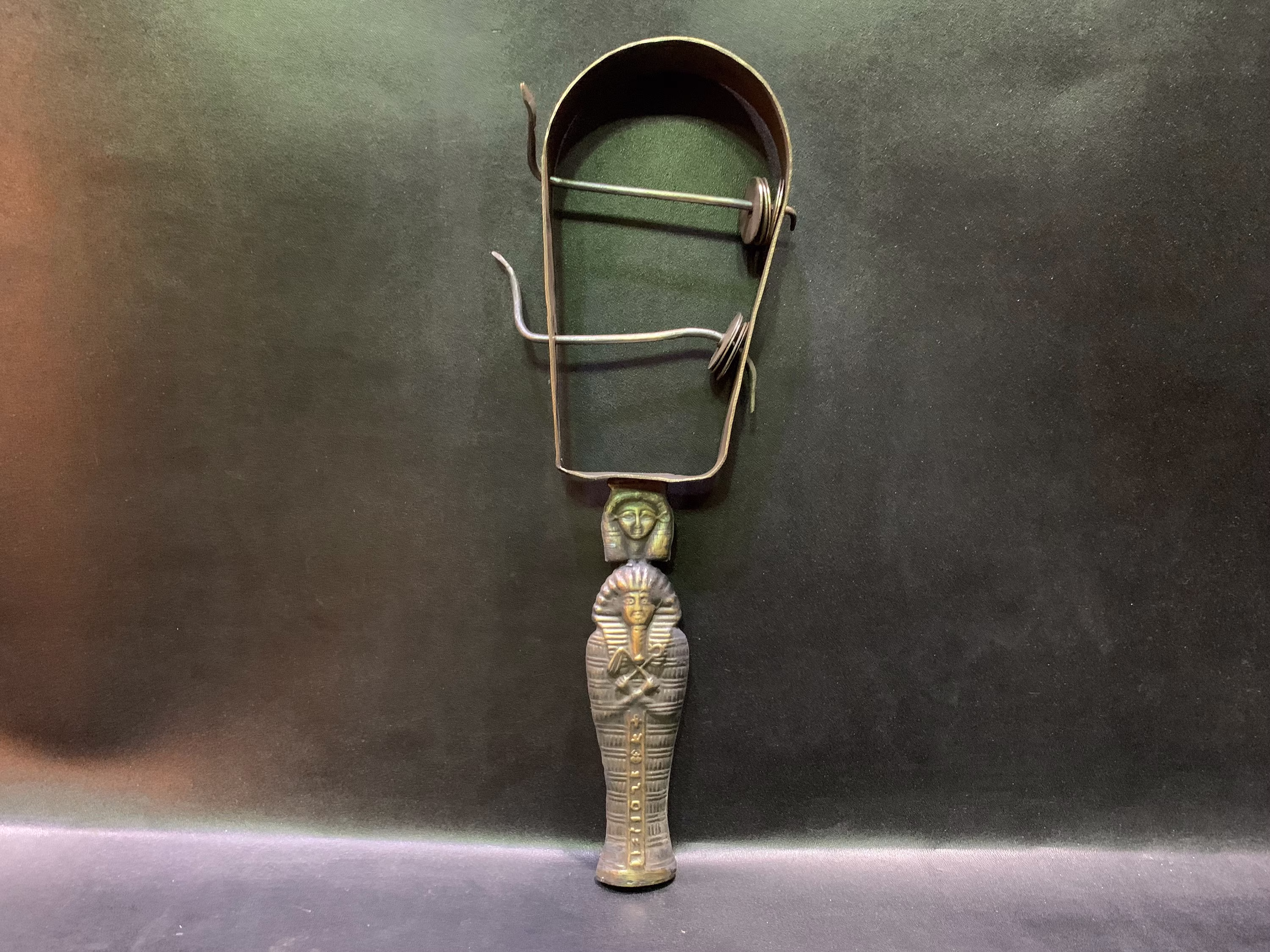 Egyptian Handmade King Tut Copper Sistrum | Musical Instrument With Hathor's Head Like Original-Replica Altar Statue Made With Soul