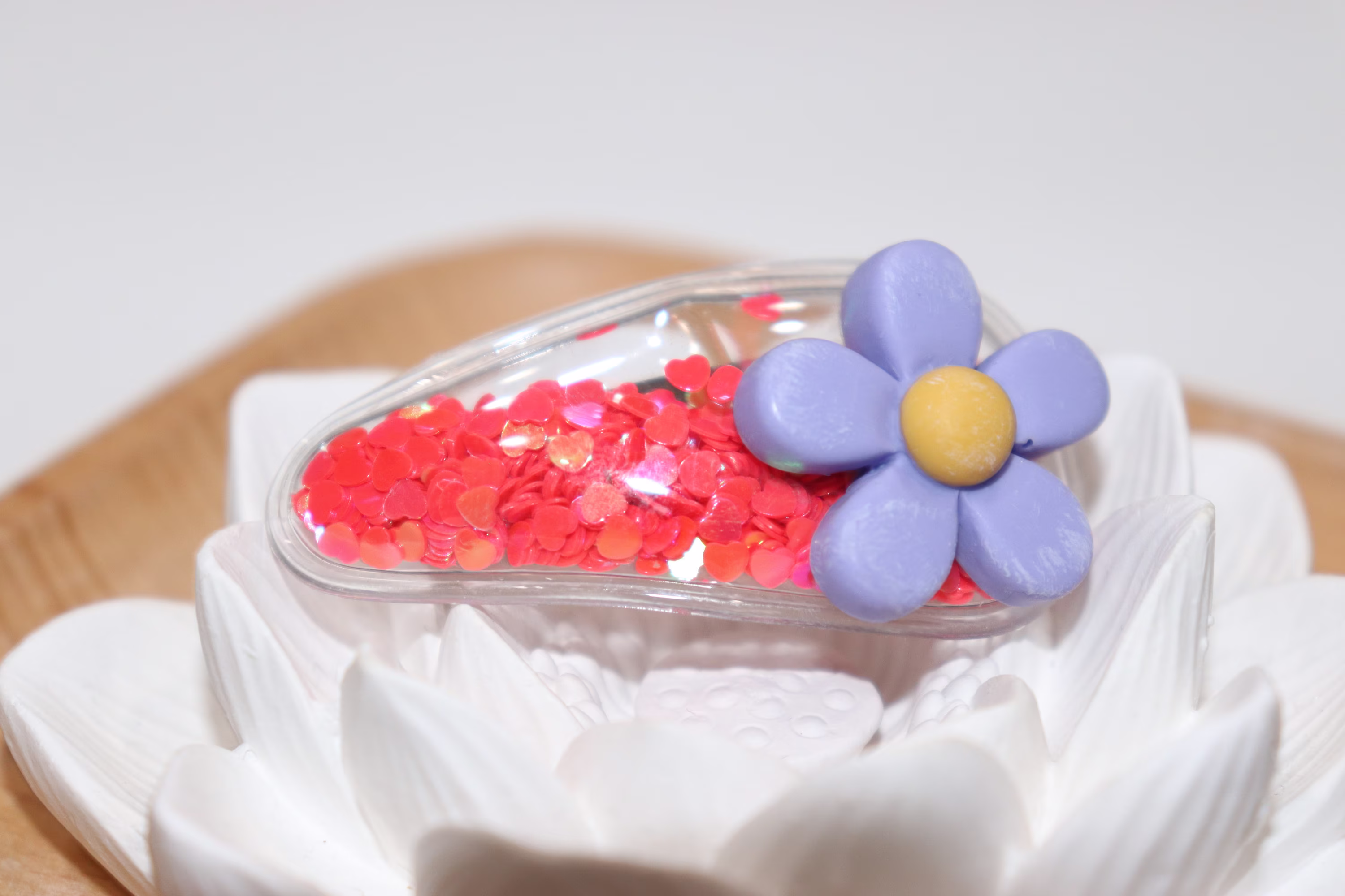 3D Flower Snap Clip, Adorable Girls Hair Accessory, Clips, Filled With Confetti, Confetti Shaker Clip