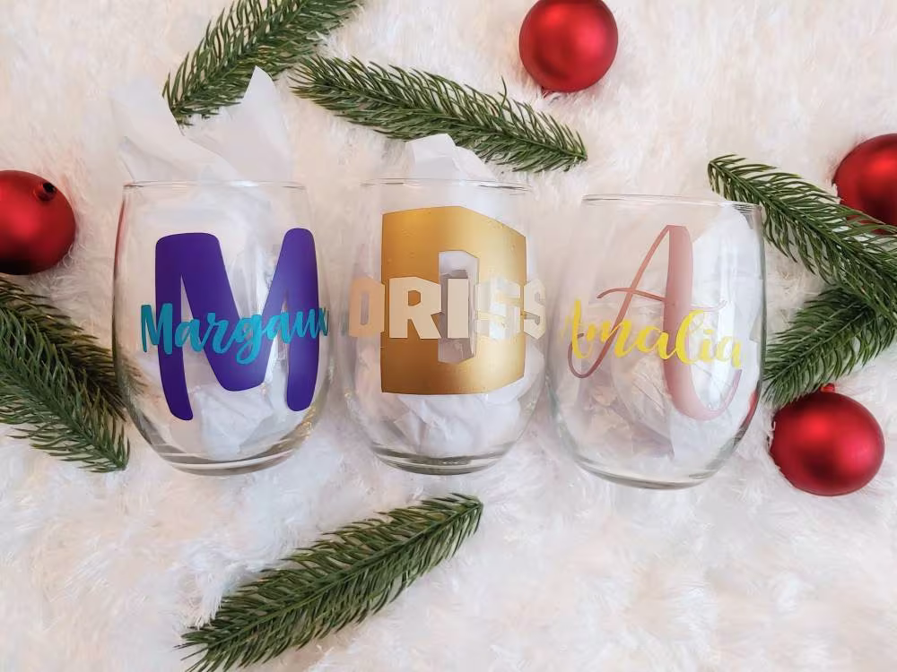 stemless Monogram Initial Wine Glass, Glass Personalized, Wine Custom Logo, Logo