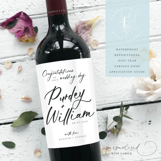 Personalised Congratulations Wine Label | Wedding Day Anniversary Engagement Bottle Anniversary| Fewl21