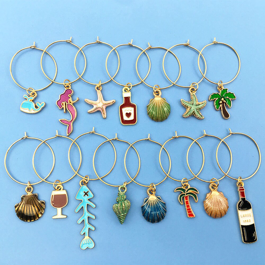 15Pcs Mix Zinc Alloy Enamel Plated Wine Glass Earrings Charms Red Wine Earring Pendant