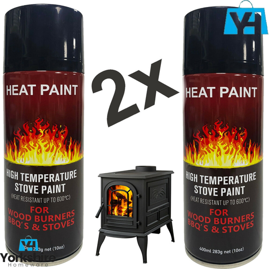 (2 Cans) 400ml High Temperature Stove Paint Heat Resistant Spray For BBQ Burners 600*C