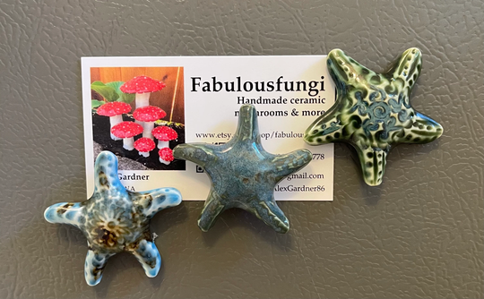 Set Of Three Ceramic Starfish Magnets. Refrigerator Handmade Sea Star/Star Fish Magnets M 2