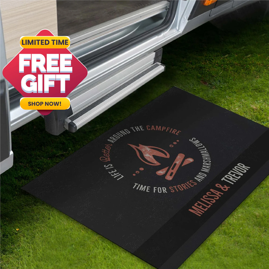 Camp Fire Doormat, Camping Mat, Camper Family Name Rug, Gift Accessories, Decor, Personalized Custom Funny Doormat cm006