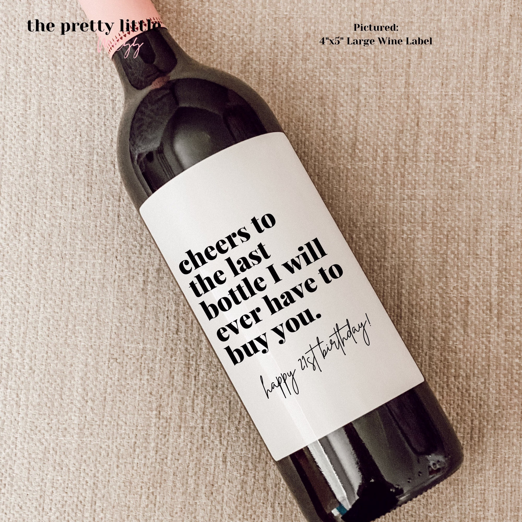 21st Birthday Wine Label, Gift For Her, Him, Funny Gift, Card, Box, 21 In