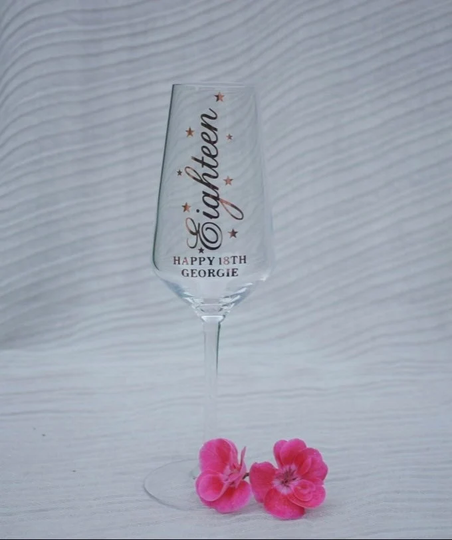 18Th Birthday Glass, Personalised Champagne Birthday Present, Milestone