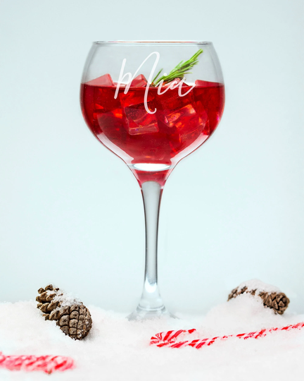 Simple Stylish Script Gin Glass, 56Cl, Personalised Copa De Balon Gift Boxed, Engraved & Tonic Glass