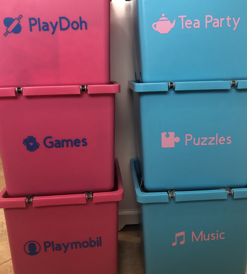 Toys Playroom Closet Cupboard Bin Storage Basket Bucket Organisation - Personalised Vinyl Decal Custom Label Stickers Kids Babies