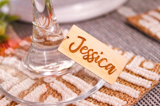 Cute Laser Cut Wedding Name Place Cards, Personalized Party Plate Setting Guest Cutout