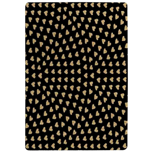 Newton Glitter Love Hearts Shaggy Black/Gold Rug