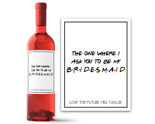 Bridesmaid Proposal Box Wine Label - Will You Be My Invite