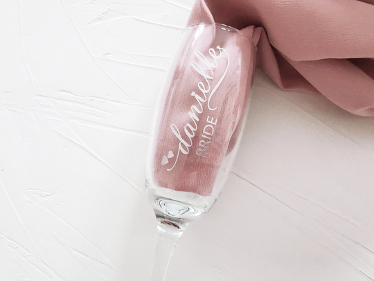Vinyl Sticker - Personalised Champagne Flute Glass With Name & Title