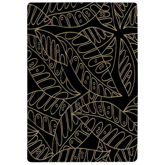 Morrow Lined Flower Print Shaggy Black/Gold Rug