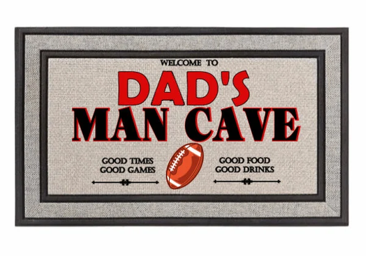 Man Cave Door Mat, Fathers Day Gift, Personalized Doormat, Dad Garage Mat, Man's