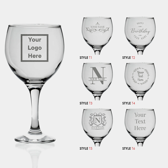 Personalised Gin Glass Engraved Custom Etched Bespoke Any Text Gift For & Tonic Glassware