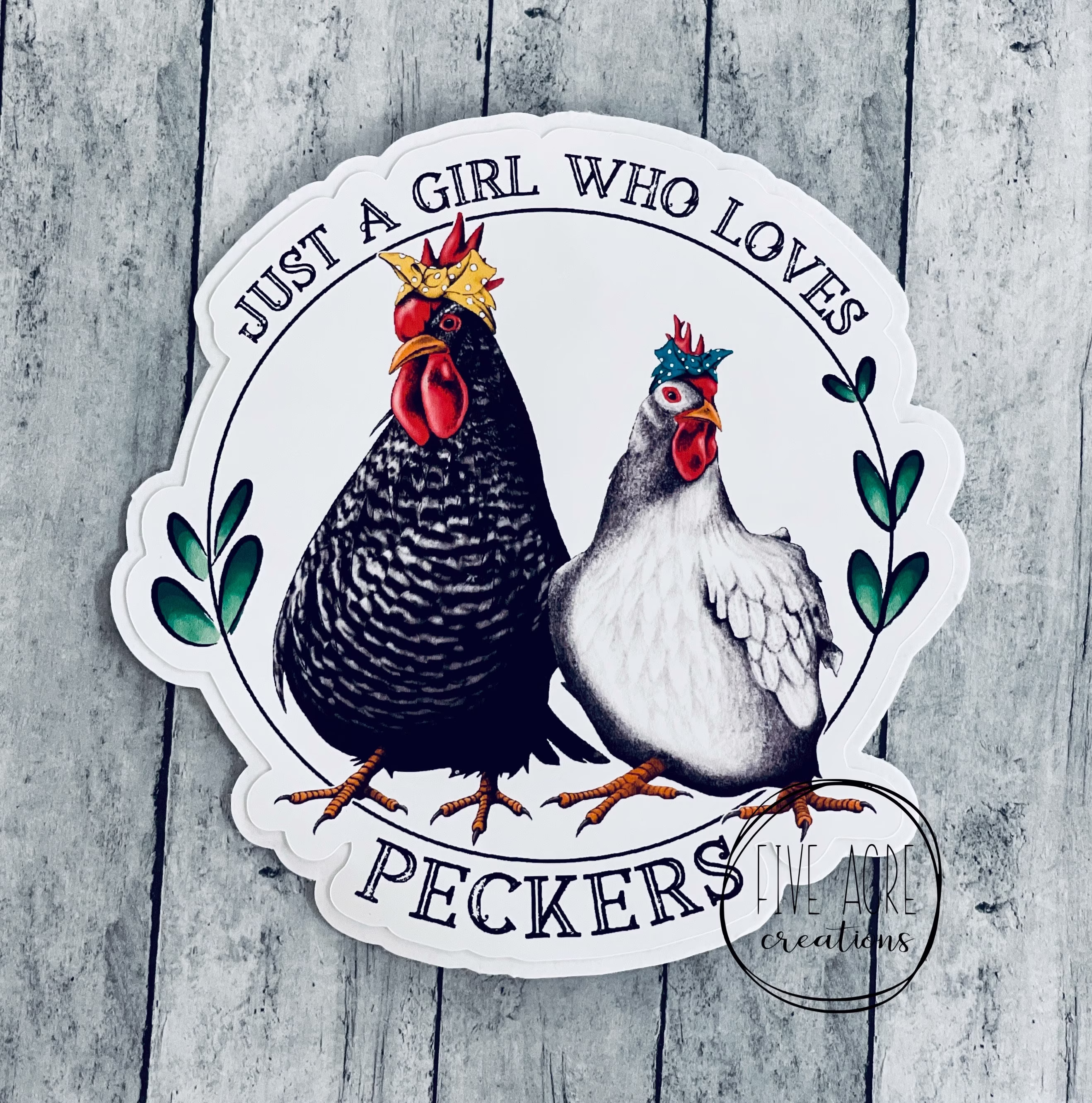 Just A Girl Who Loves Peckers Waterproof Weatherproof Vinyl Sticker | High Quality Chickens Car Decal Laptop Stickers Window Decals