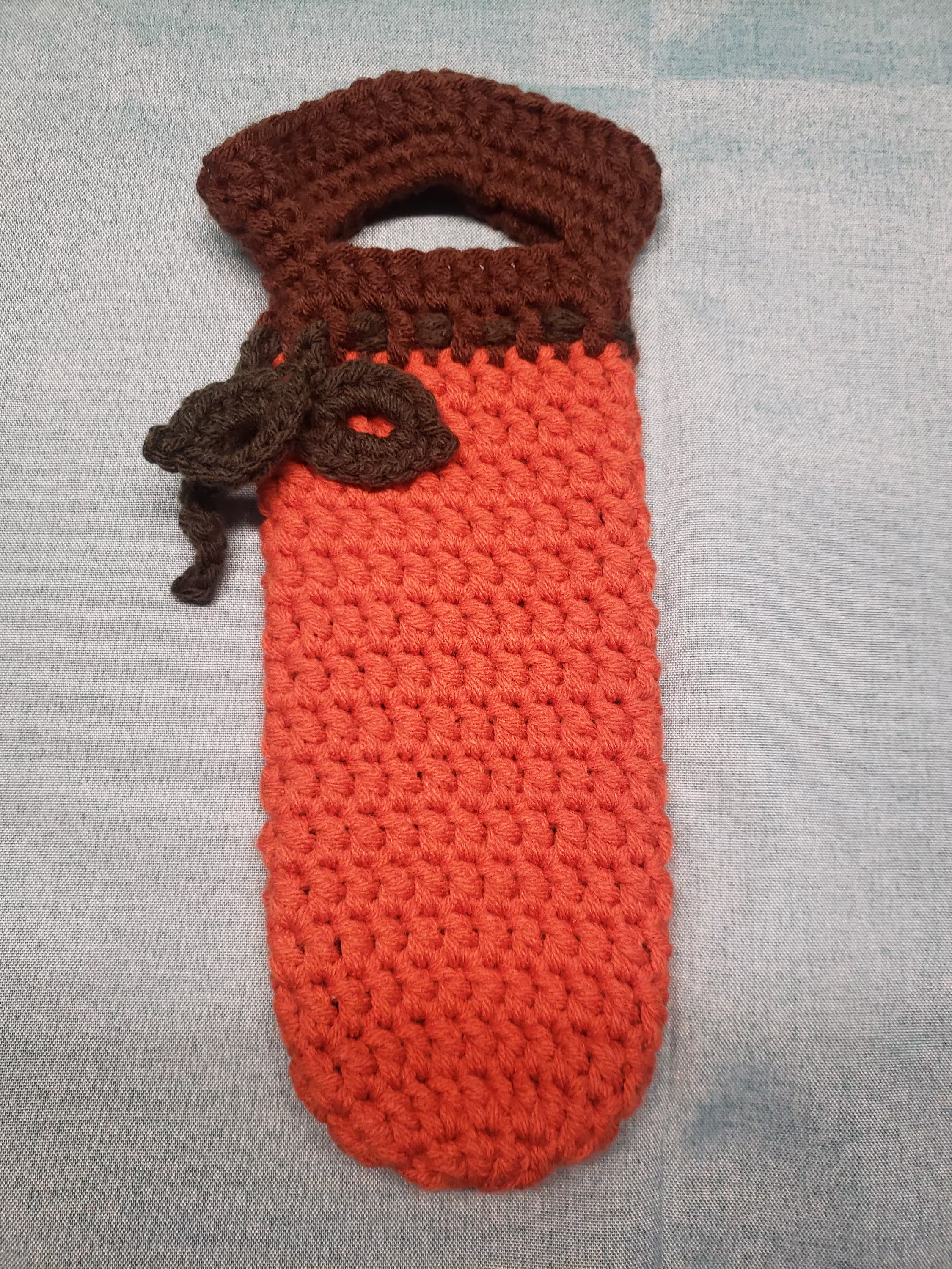 Crochet Pumpkin Wine Bottle Bag