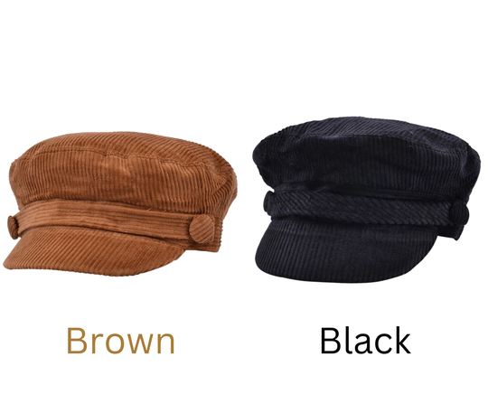 Corduroy Fiddler Cap Brown, G&h Breton Fisherman Caps Black, 100% Cotton