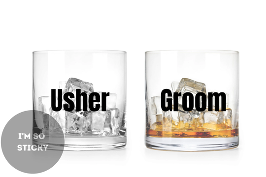 Groom, Best Man, Usher, Whiskey Glass Sticker, Decal, Man Gift, Wedding Stickers, Diy