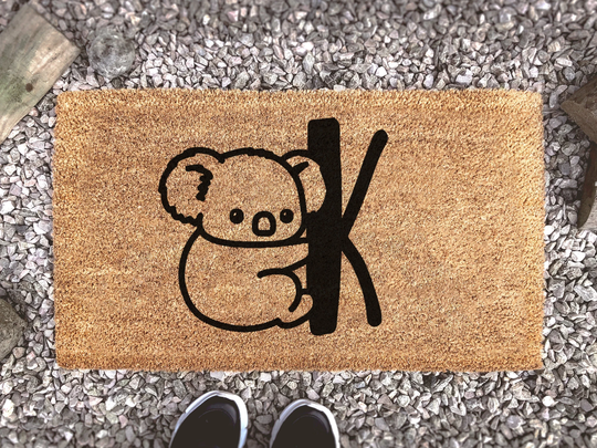 Personalized Koala Initial Door Mat - Custom Rug New Home Gift Cute Housewarming