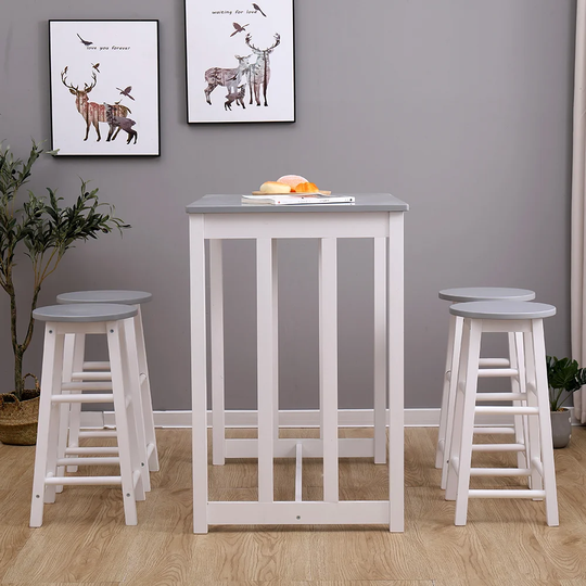 Wooden Bar Table And 4 Stools Kitchen 5 Piece Dining Set Dining Room Furniture