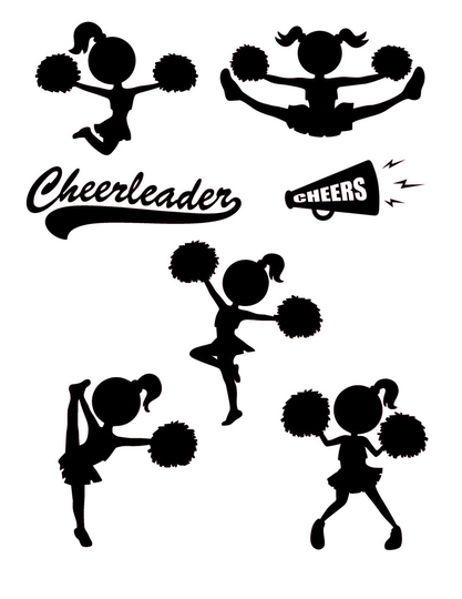 Cheerleader Vinyl Transfer Decal For Glasses/Walls/Frames/Mirrors X 7 - Choice Of Colours