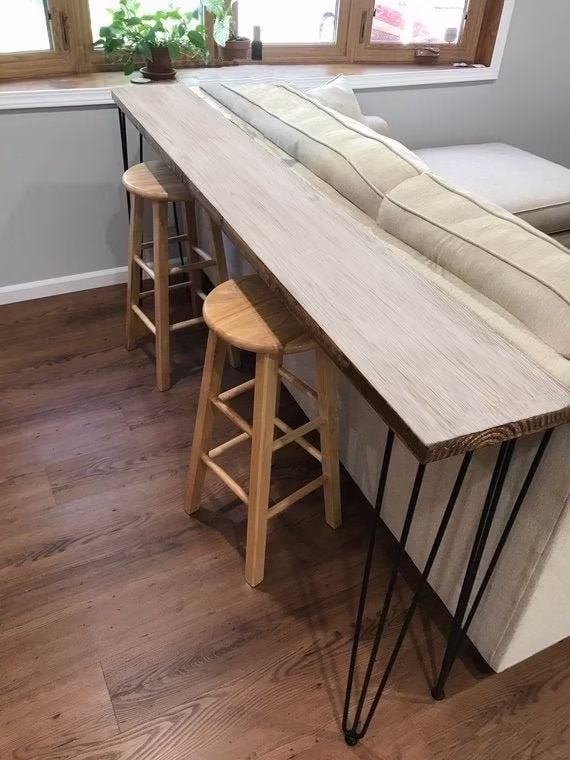 Solid Wood Bar Table With Hairpin Legs, Sofa Bar, Wine Bar. Wooden Table, Entrance Hall Buffet Home