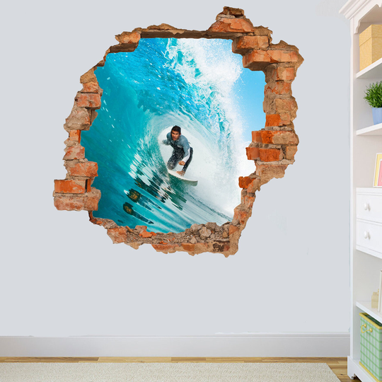 Ocean Waves Surf Surfing Wall Sticker Art Poster Mural Transfer Decal Print Room Home Nursery Office Shop Decor Id387