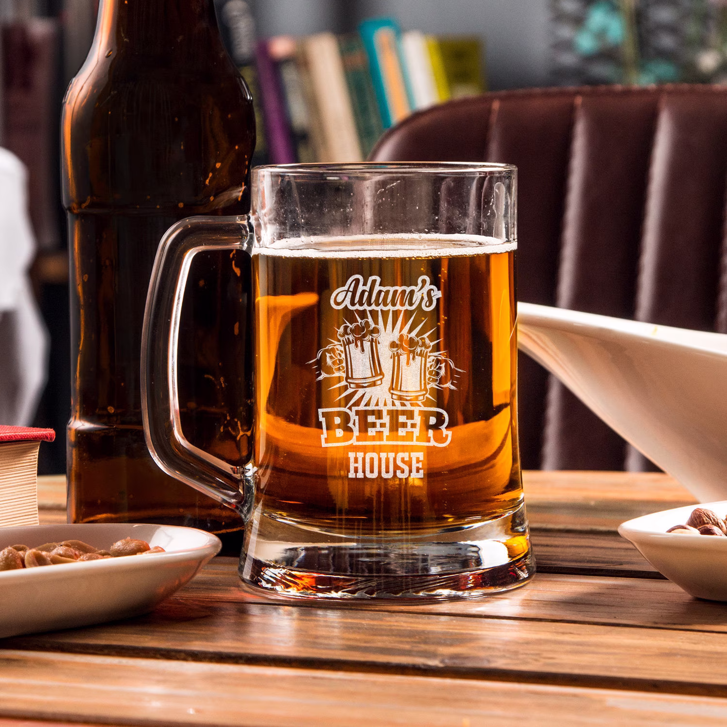 Personalized Beer Mug As Gift For Husband Engraved Glass With Stylish Design Boyfriend. Craft Christmas Gifts