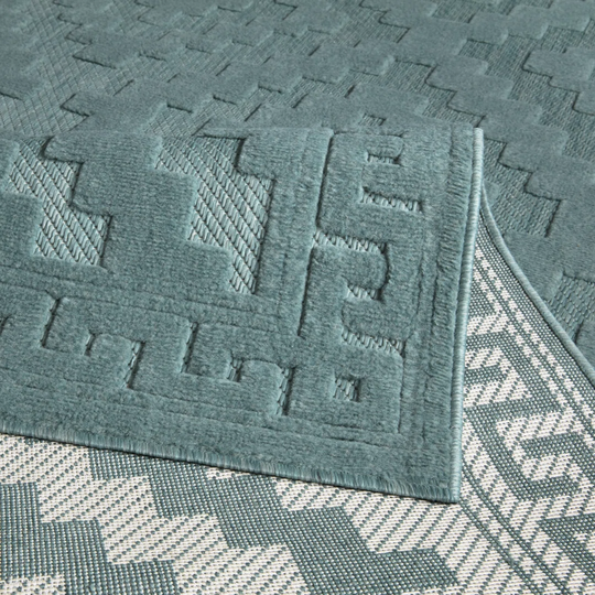 Jacobs Machine Woven Polypropylene Turquoise Rug