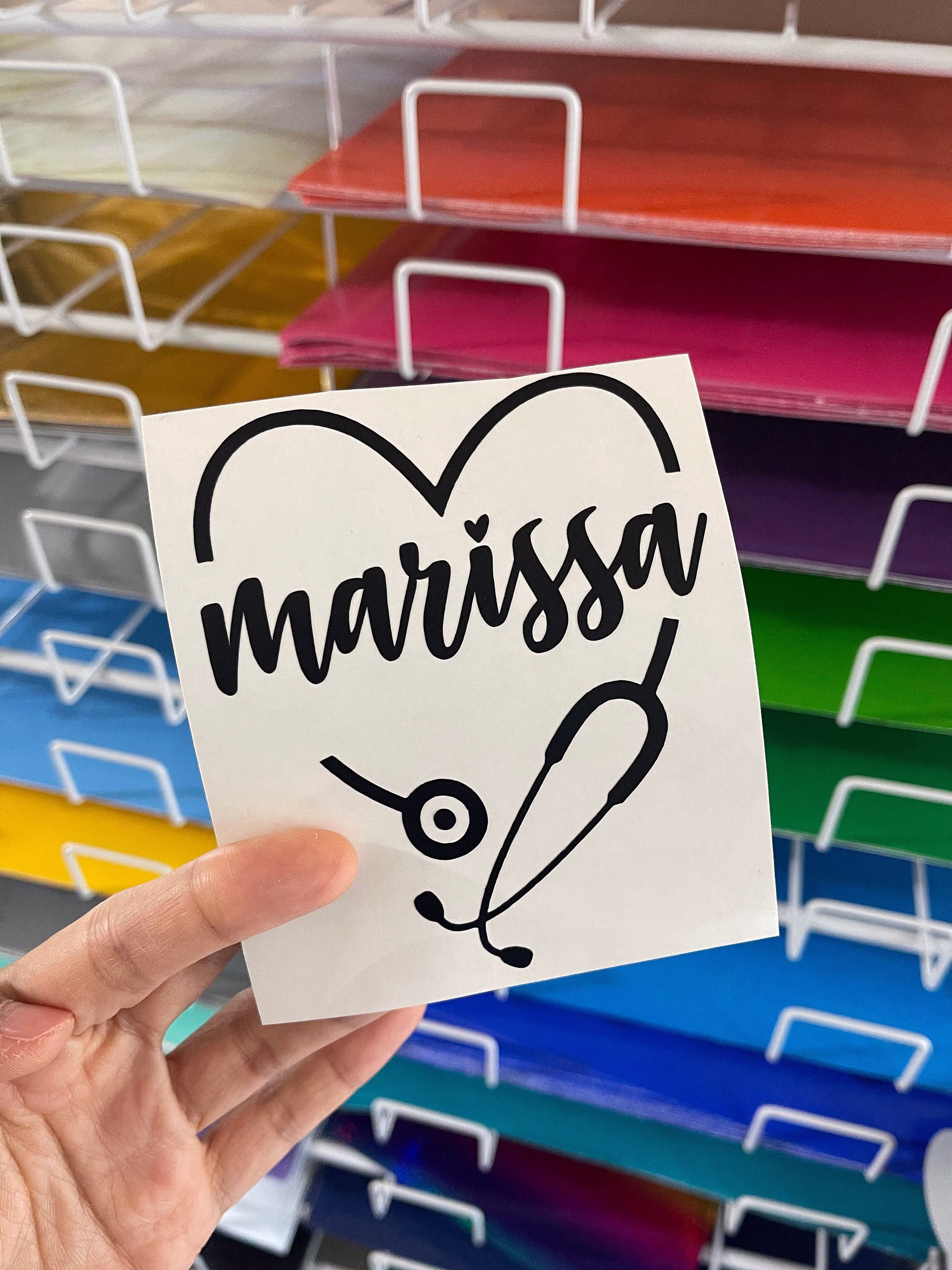 Custom Name Nurse Heart Stethoscope Aesthetic Decals Sticker For Tumbler, Laptop, Yeti Tumbler, Car, Etc