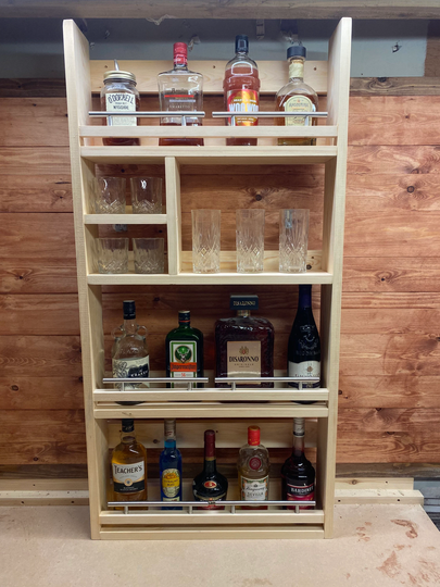 Outside Garden Pub Bar Chrome T Wall Mounted Solid Pine Drinks Rack With Glass & Bottle Shelves Great Present