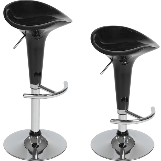 tectake 2 bar stools Peter made of plastic - breakfast bar stools, kitchen stools, kitchen bar stools - black