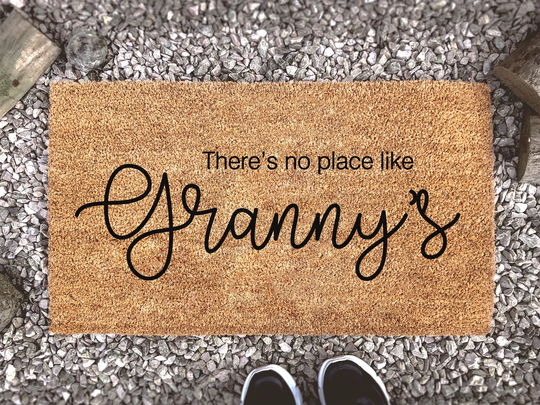 There's No Place Like Granny's - Mothers Day Gift Grandparents Personalized Family Mat Custom Coir Doormat Housewarming