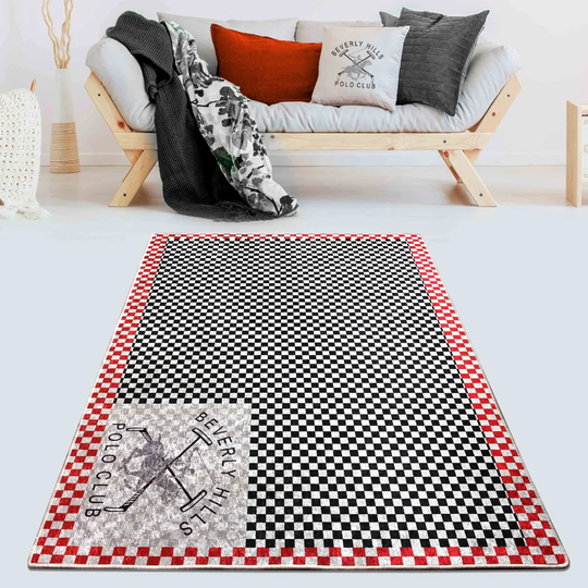 Flatweave Grey/Black/Red Rug