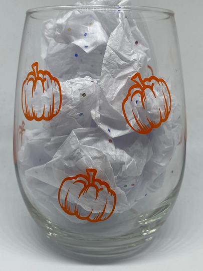 Pumpkin Stemless Wine Glass