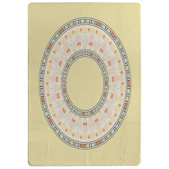 Reeder Circle Ornament Round Frame Shaggy Yellow Rug