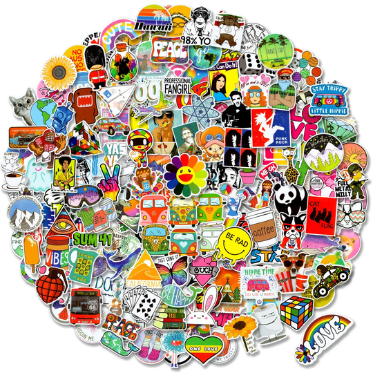 200 Pcs. Random Large Fun Stickers. For Water Bottle, Laptop, Skateboard & More