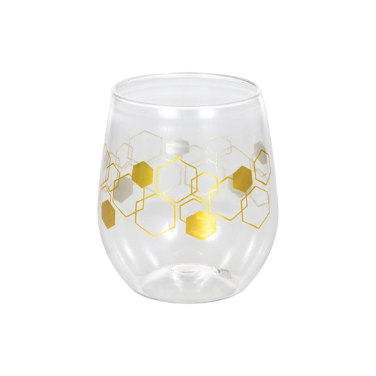 Honeycomb Plastic Stemless Wine Glass 1Ct | Bride To Bee Bridal Shower Mom Baby Party Favor Gender Reveal