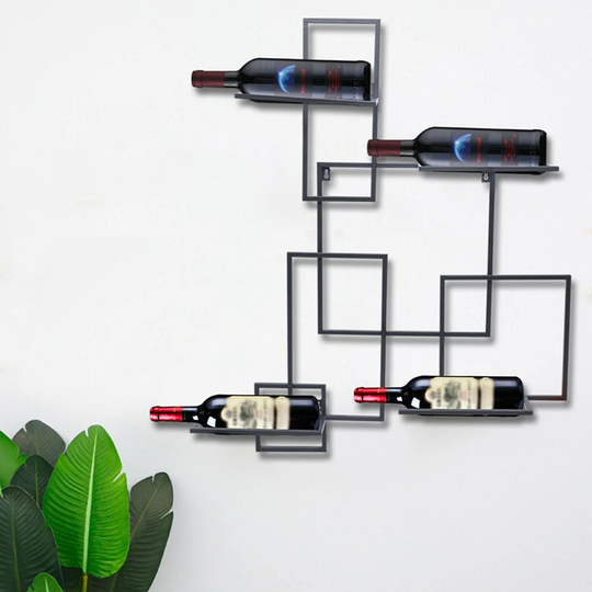 Drakos Wall Mounted Wine Bottle Rack in Black