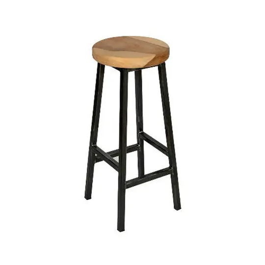 Charlie Walters _ Chunky Square Frame Bar Stool With Walnut Seat