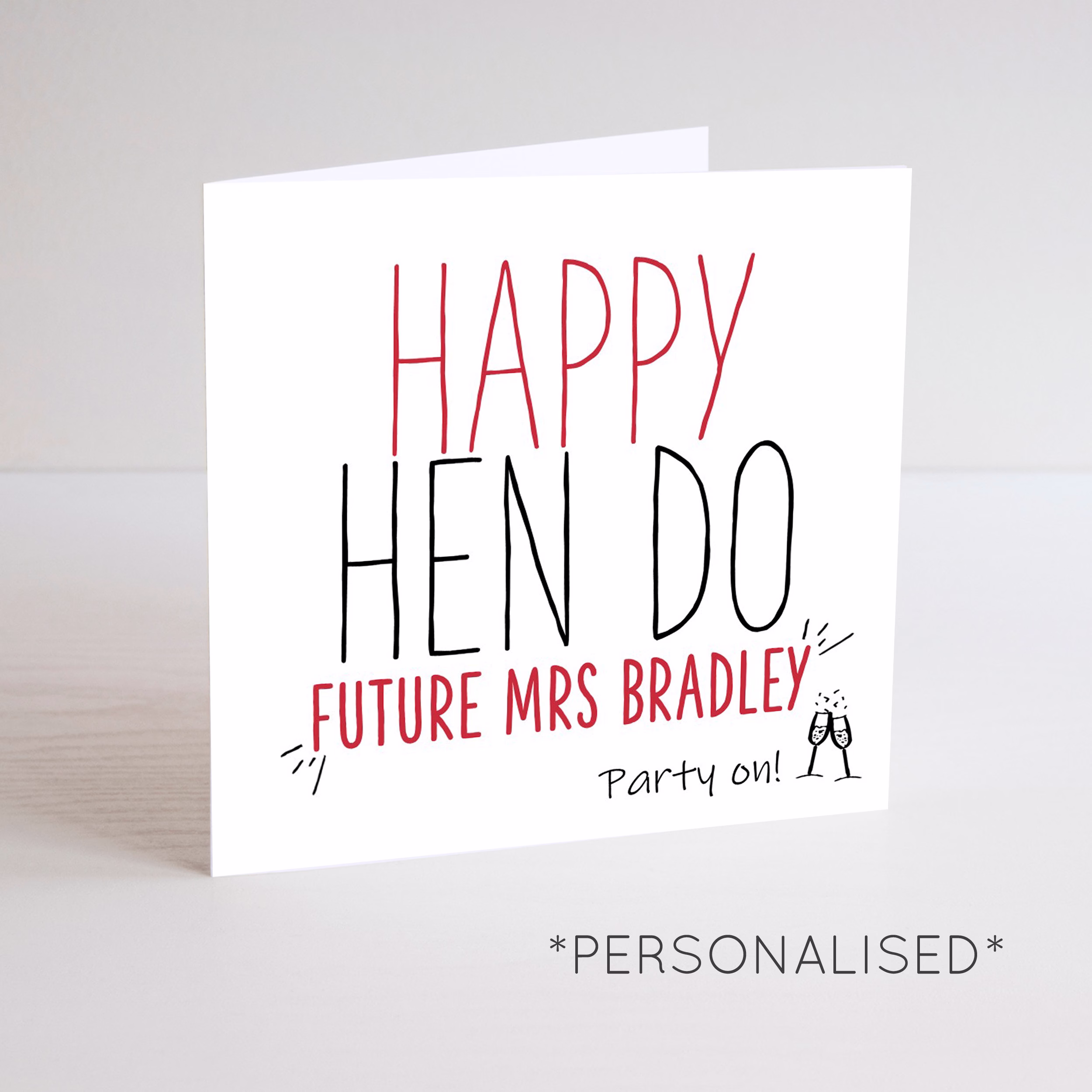 Personalised Happy Hen Do Card, Night Keepsake Card From Your Bridesmaids, For The Future Mrs