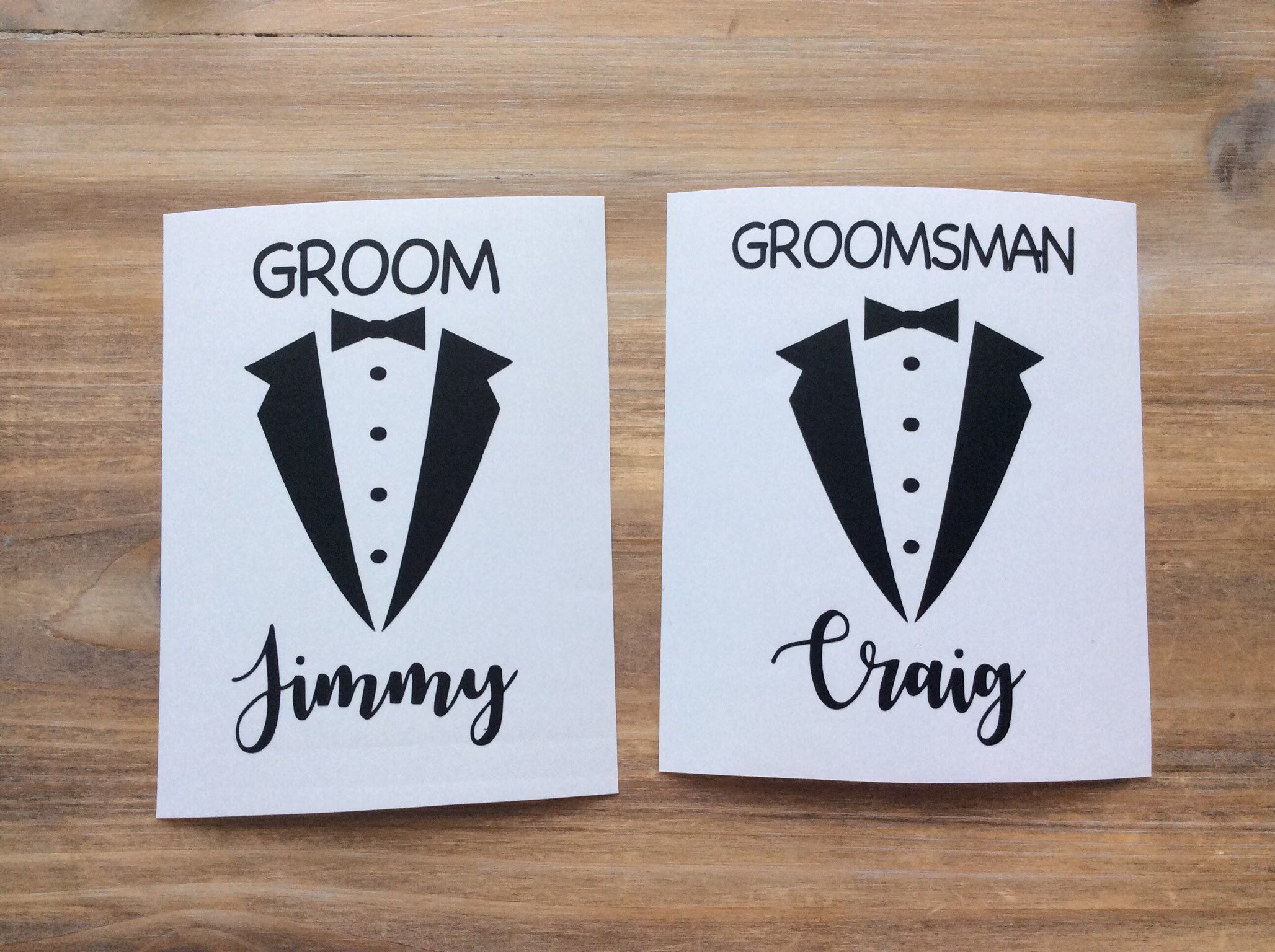 Groomsmen Decal, Best Man Tuxedo Wedding Name Role Pint Glass Whisky Hip Flask Diy Bride